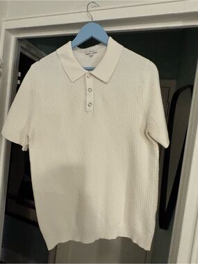 Reiss Cream Short-Sleeve Knit Polo